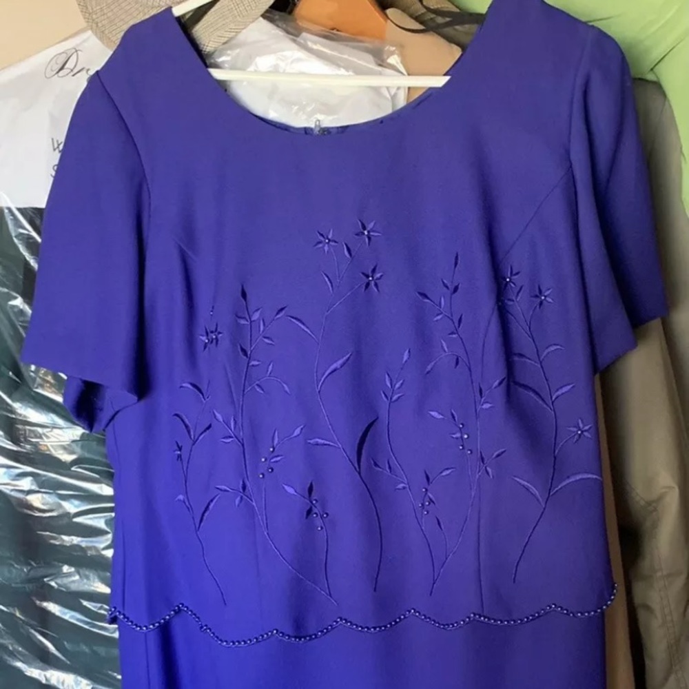 Womens embellished MOB dress 16W. Blue violet dress wedding